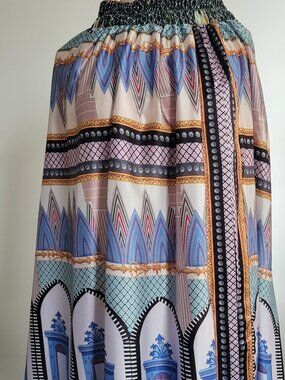 Akira Multi-color Roman Design Maxi Skirt (Size: S)